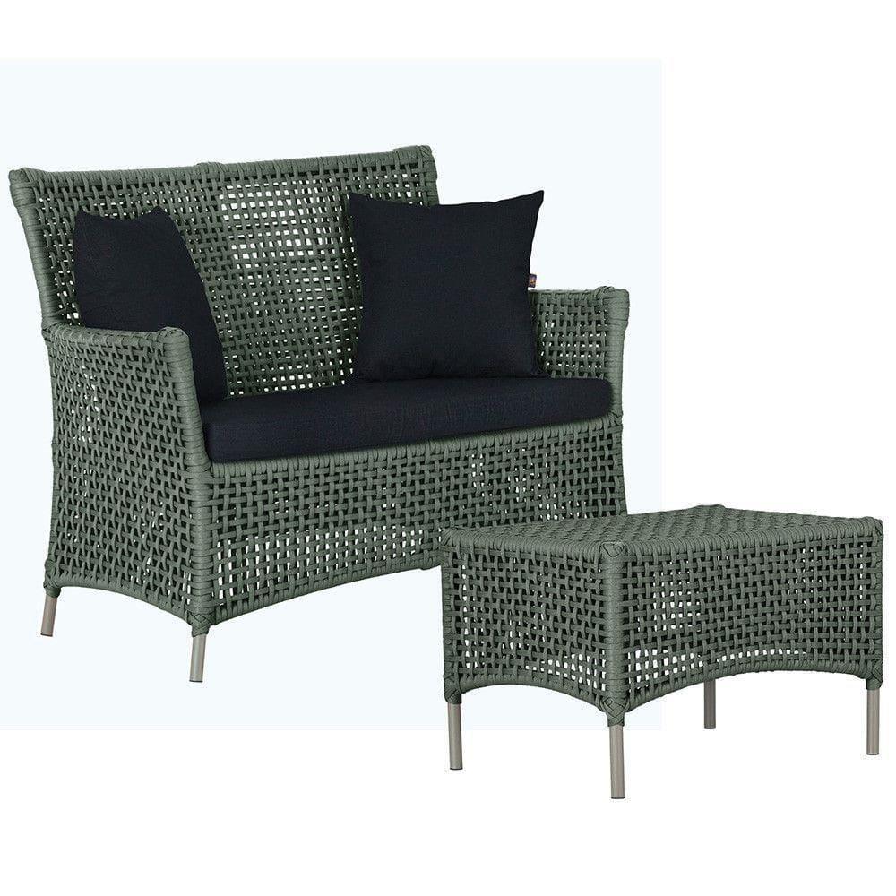 Sofá E Mesa Igapó 2 Lugares Varanda Jardim Aluminio Piscina Verde