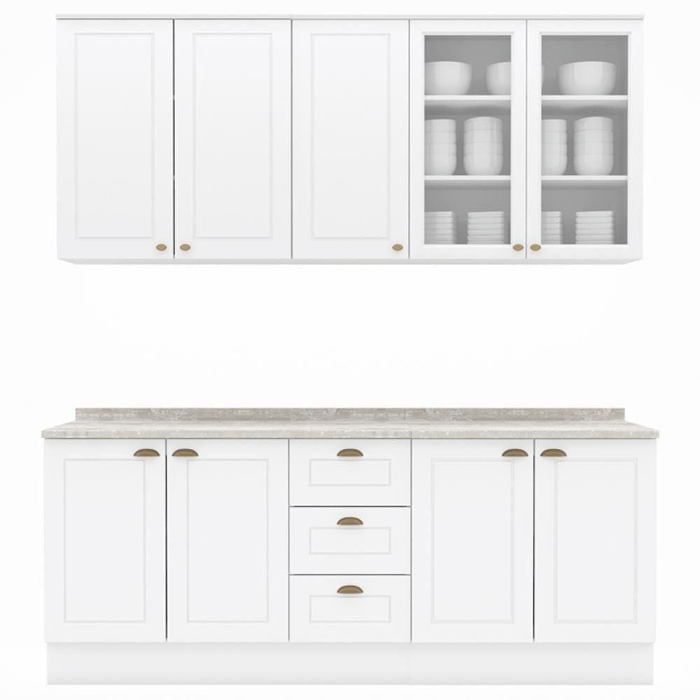 Cozinha Modulada 200 Cm Ce854 Americana Branco Calcare Henn