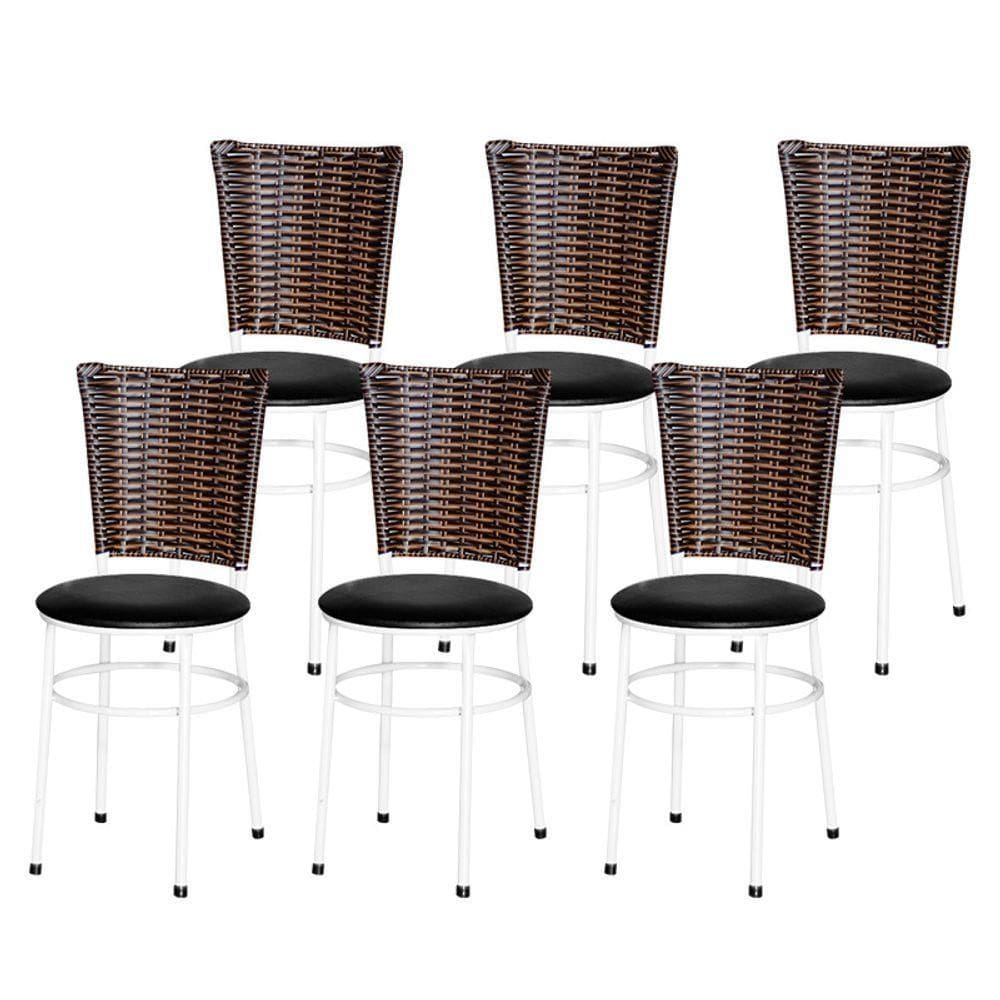 6 Cadeiras Para Mesa Branca Hawai Avelã Preto