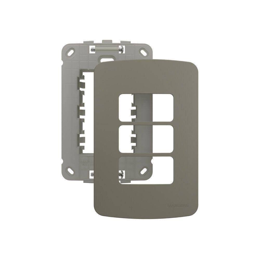Placa Com Suporte Margirius B3 Colors 4x2 Para 3 Módulos Horizontais Argila