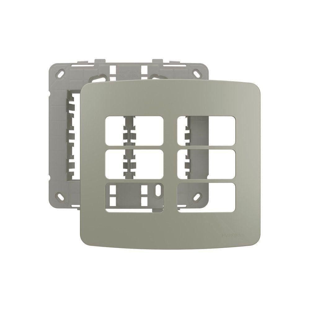 Placa Com Suporte Margirius B3 Colors 4x4 Para 6 Módulos Horizontais Pérola