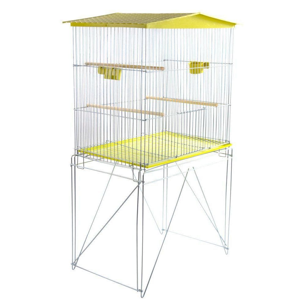 Viveiro Para Pássaros Dobrável Médio Amarelo Teto Slim