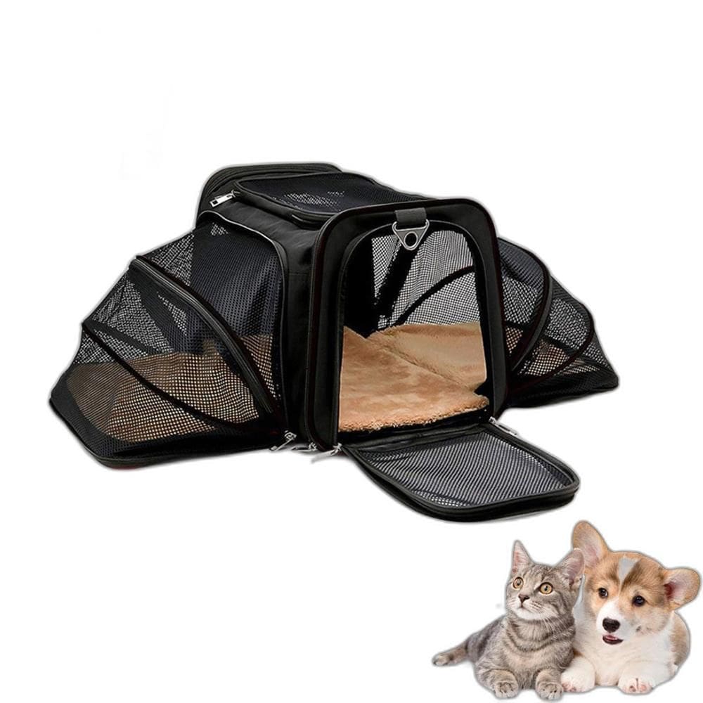 Bolsa Pet Expansivel Transporte Viagem Preto + Par De Luvas