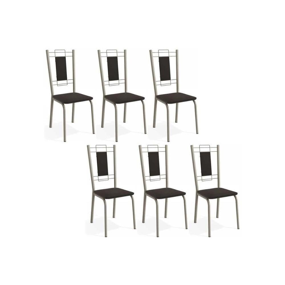 Cadeira De Cozinha Florença 2c005nk Aço Kit 6 Un Niquel Preto 110