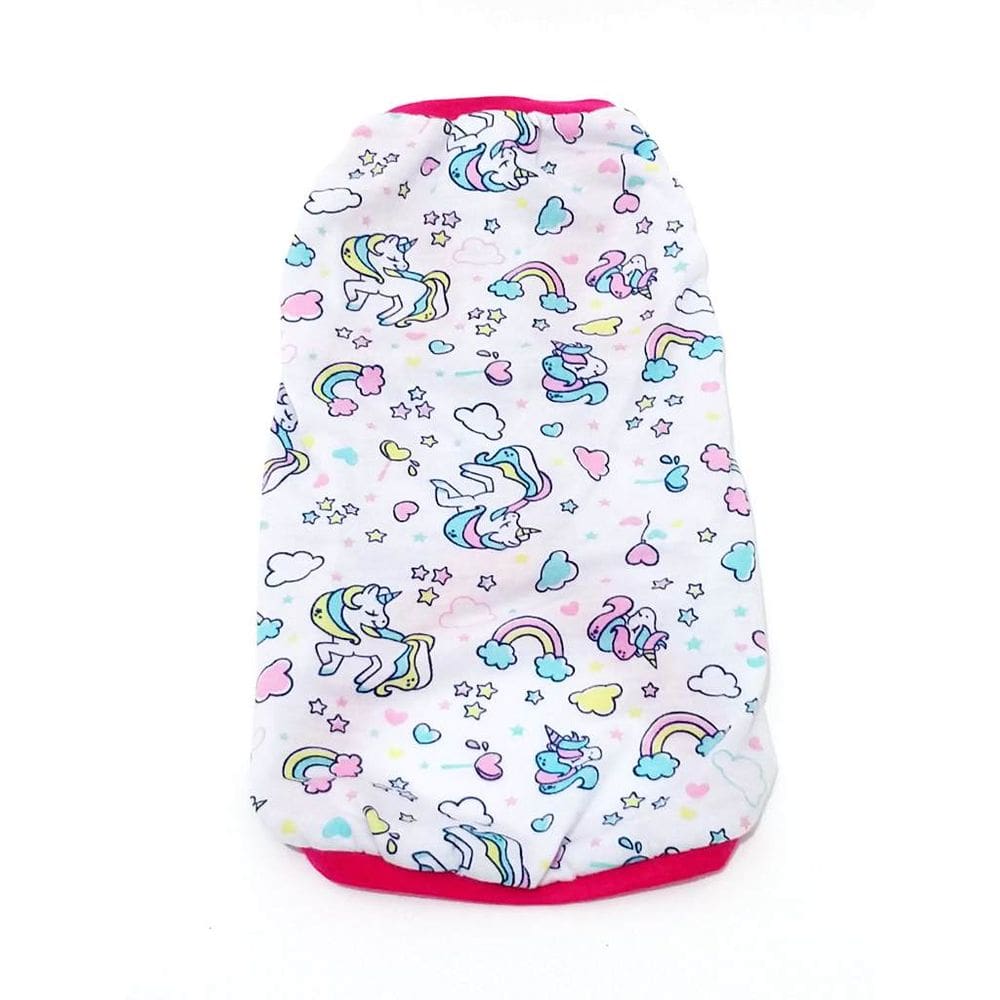 Pijama para cachorro Estampa Unicórnio branca  Tamanho GG