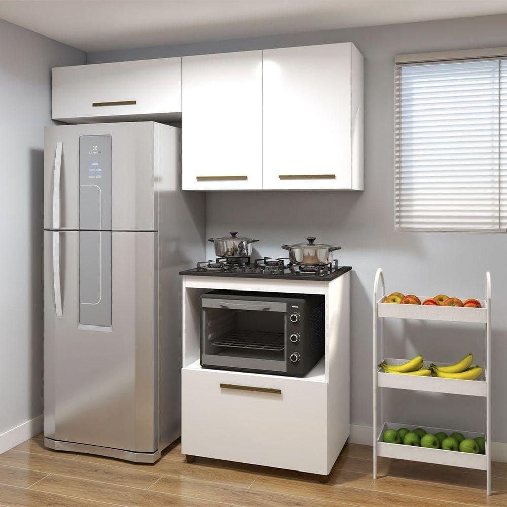 Cozinha Completa Paraty 4 Portas Mais Funcional Kaiki Móveis Branco