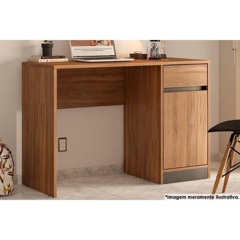 Mesa Computador Escrivaninha Office Morada 1 Porta E 1 Gaveta Amendola Touch-grafito - Demóbile