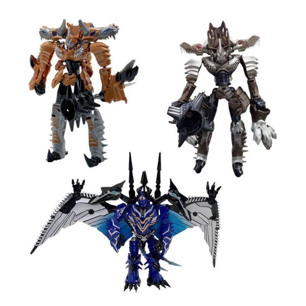 Boneco Super Charge Robot Tiranossauro Pterossauro Vira Robô