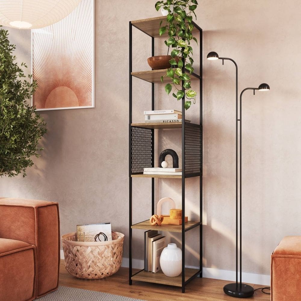 Estante Alta De Ponta Fina Livreiro Industrial Decorativa