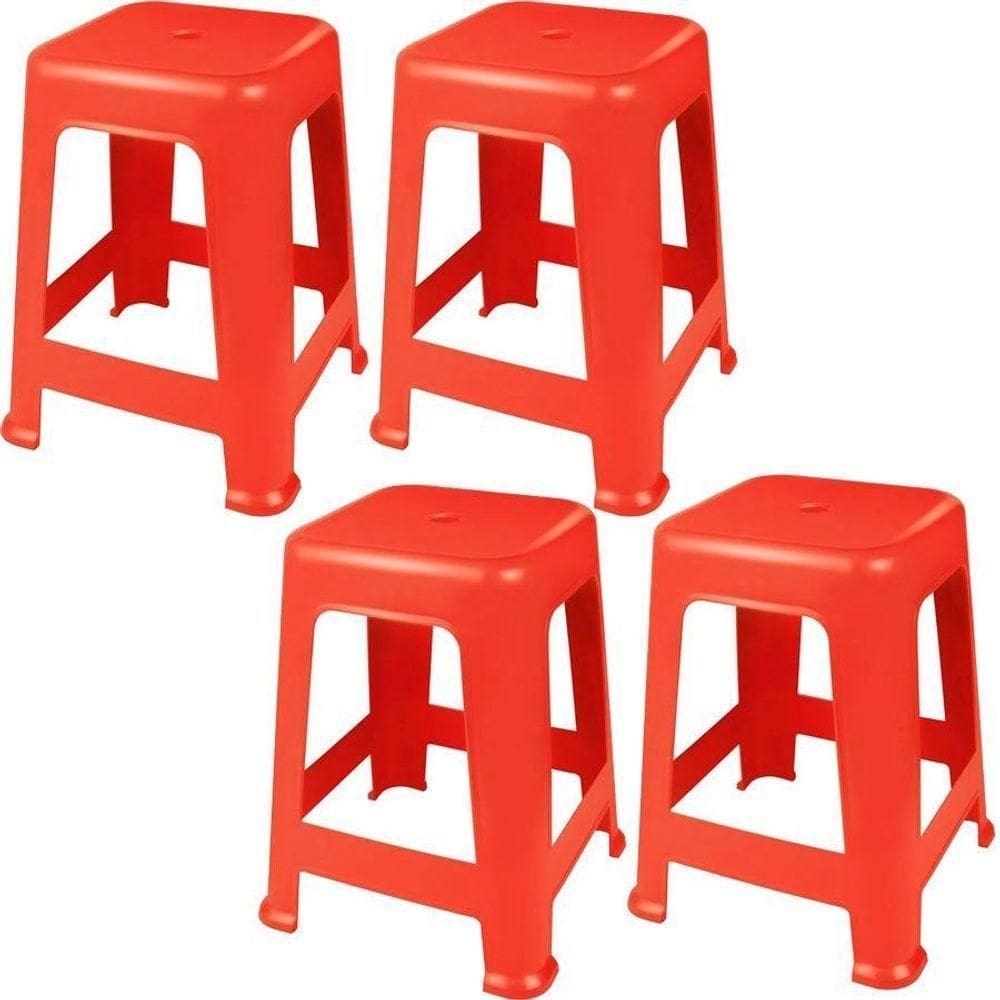 Kit 4 Banqueta Plástica Multiuso Para Praia Piscina Coragem