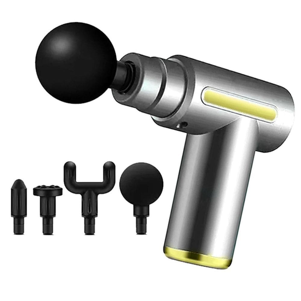 Massageador Elétrico 6 Níveis - Prata | Mini Fascial Gun