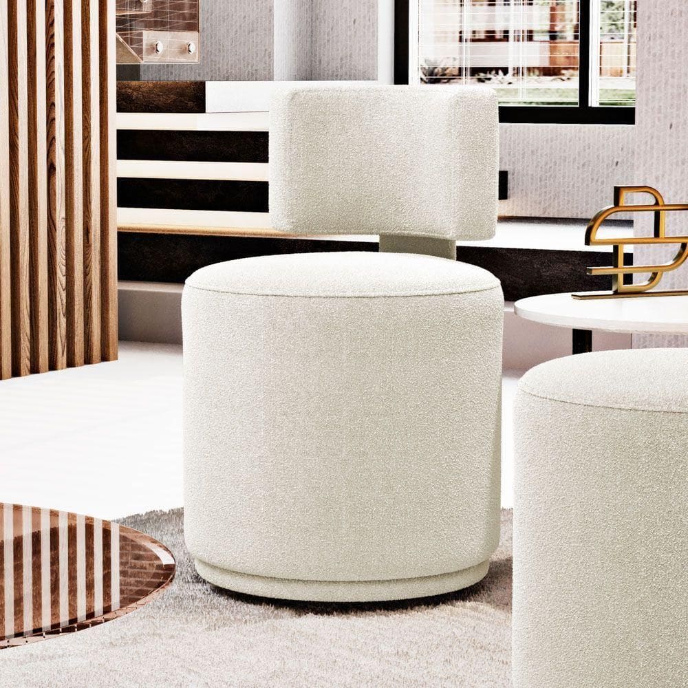 Kit 02 Puffs Decorativos Orgânicos Living Melis Minimalista Bouclê Bege - Desk Design