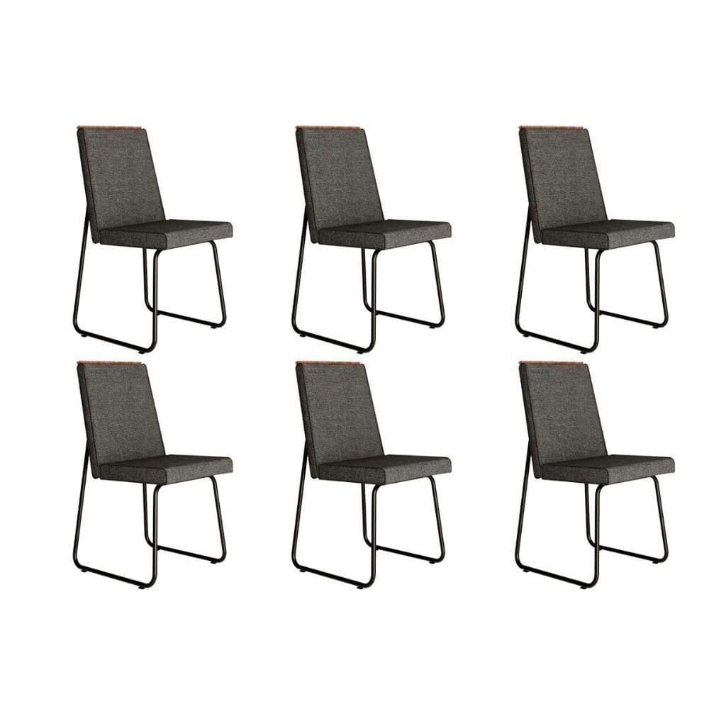 Cadeira De Cozinha Lira 1752 Kit 6 Uni Preto Grafite Preto