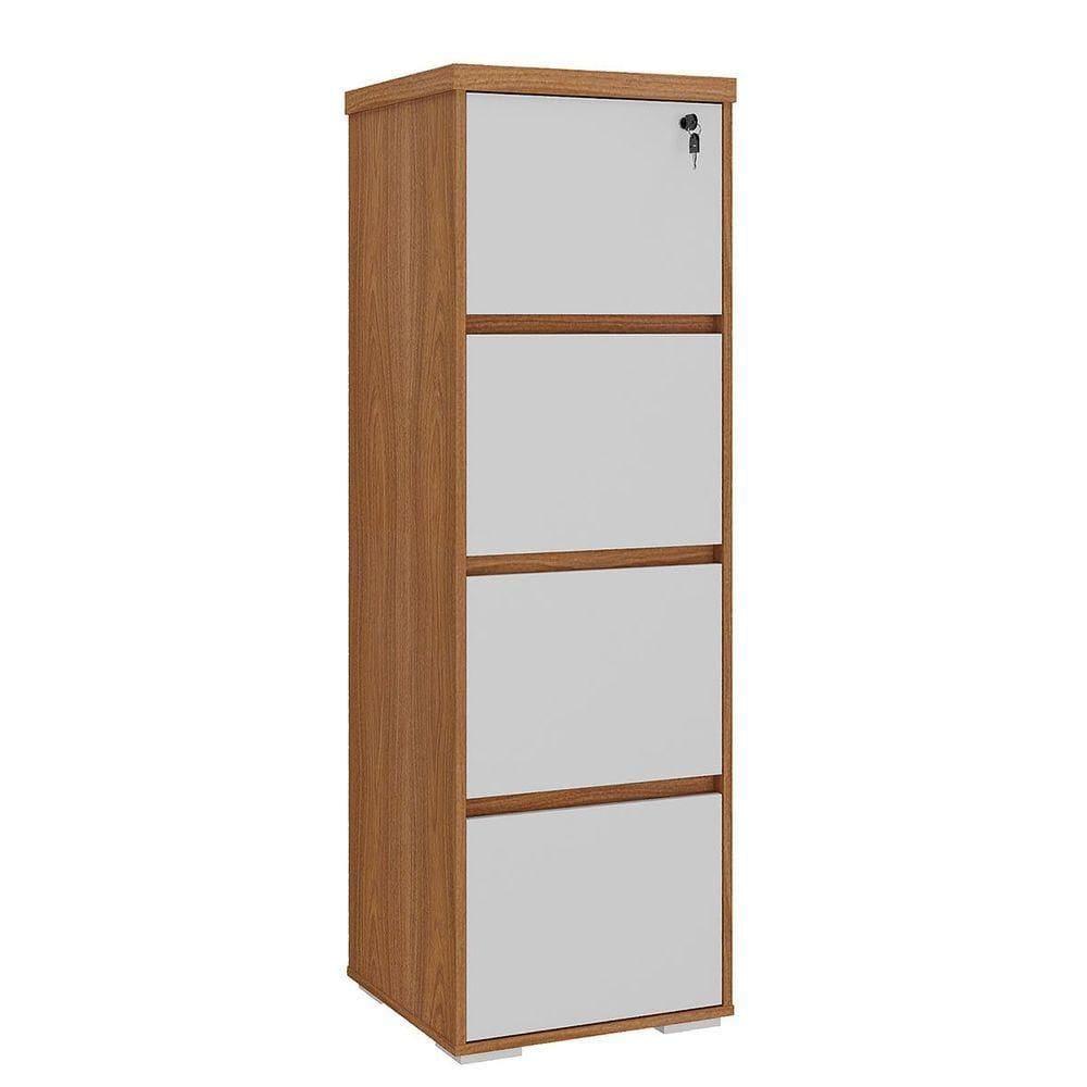 Armário Para Escritório Com 4 Gavetas E Chave Arquivo Freijó/branco
