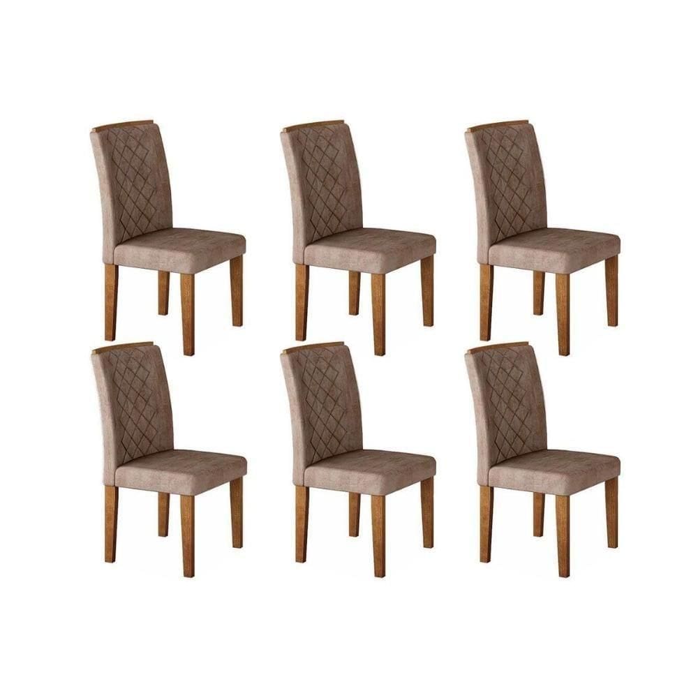 Kit 6 Cadeiras Sala Jantar Jade 6 Un Imbuia Suede Capuccino Rufato