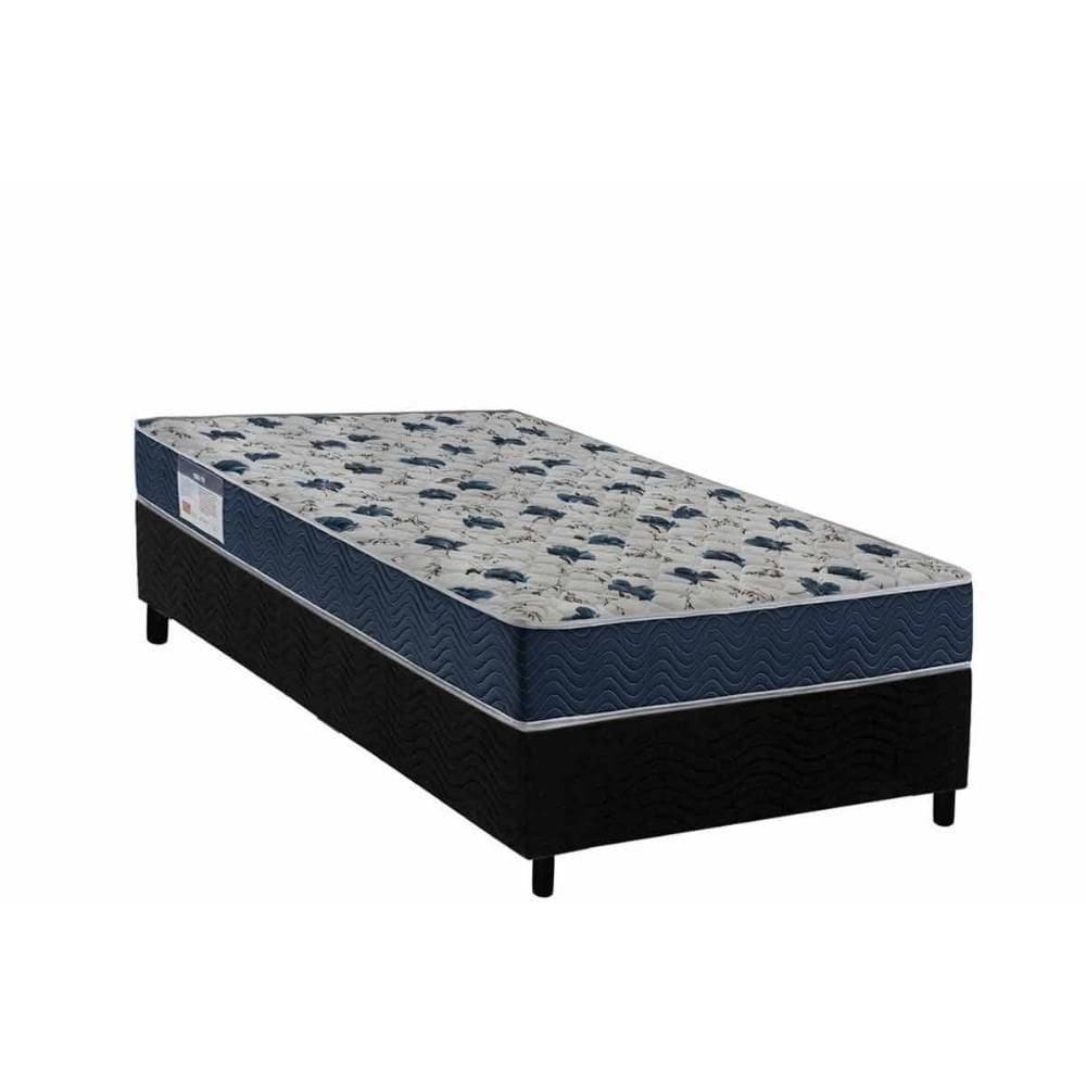 Cama Box Solteiro: Colchão Ortopédico Ortobom D28 Anatômico Iso 60 + Base Crc Suede Black (78x188)