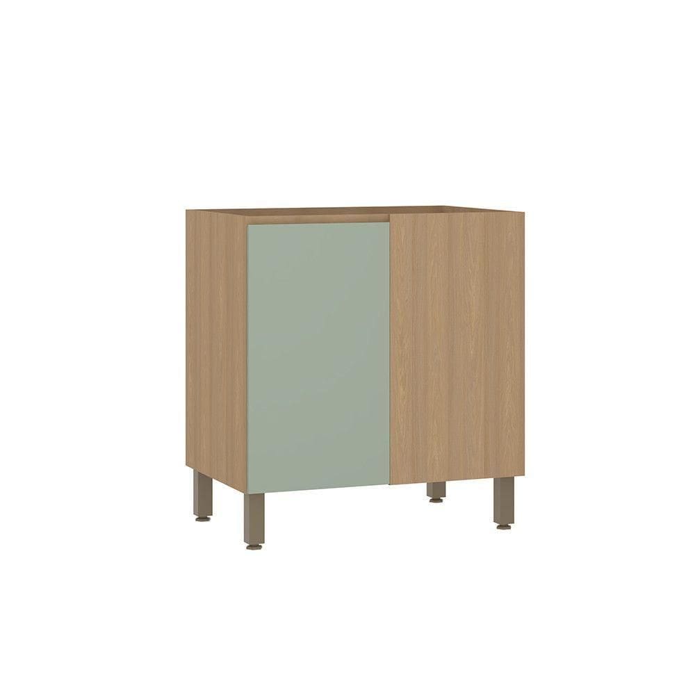 Balcão De Cozinha Canto Reto 80cm 1 Porta Sem Tampo Slim Luc Freijó/verde Jade