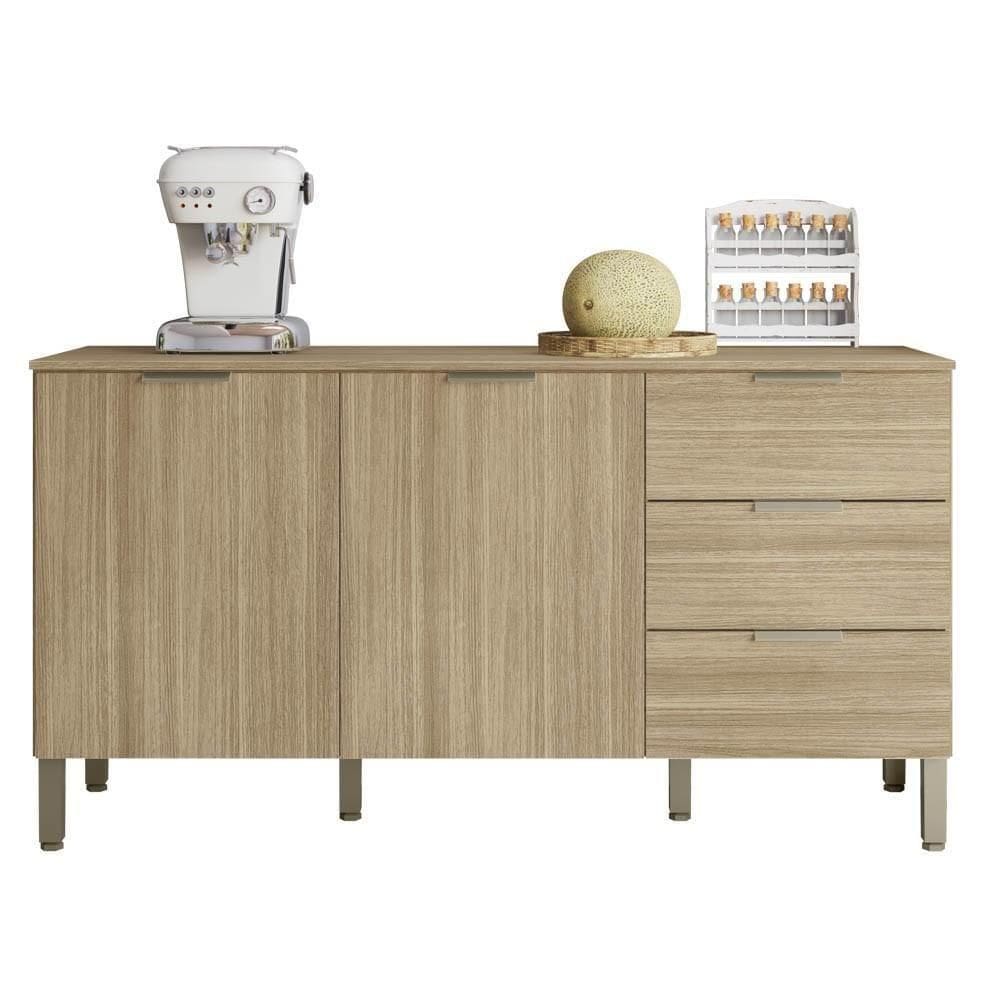 Balcão Gabinete Para Pia Com Tampo 160cm Charm K02 Freijó - Mpozenato