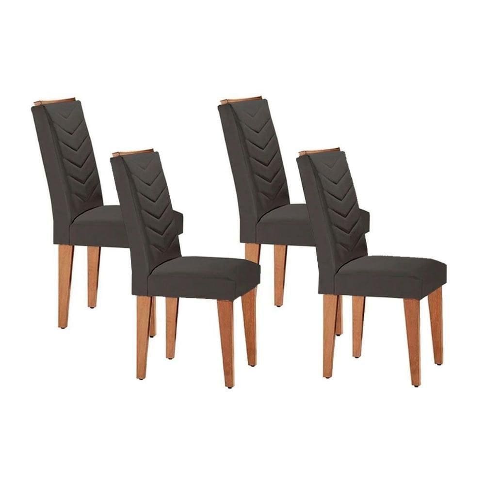 Cadeira De Cozinha Londrina Kit 4 Un Imbuia Linho Grafite Rufato