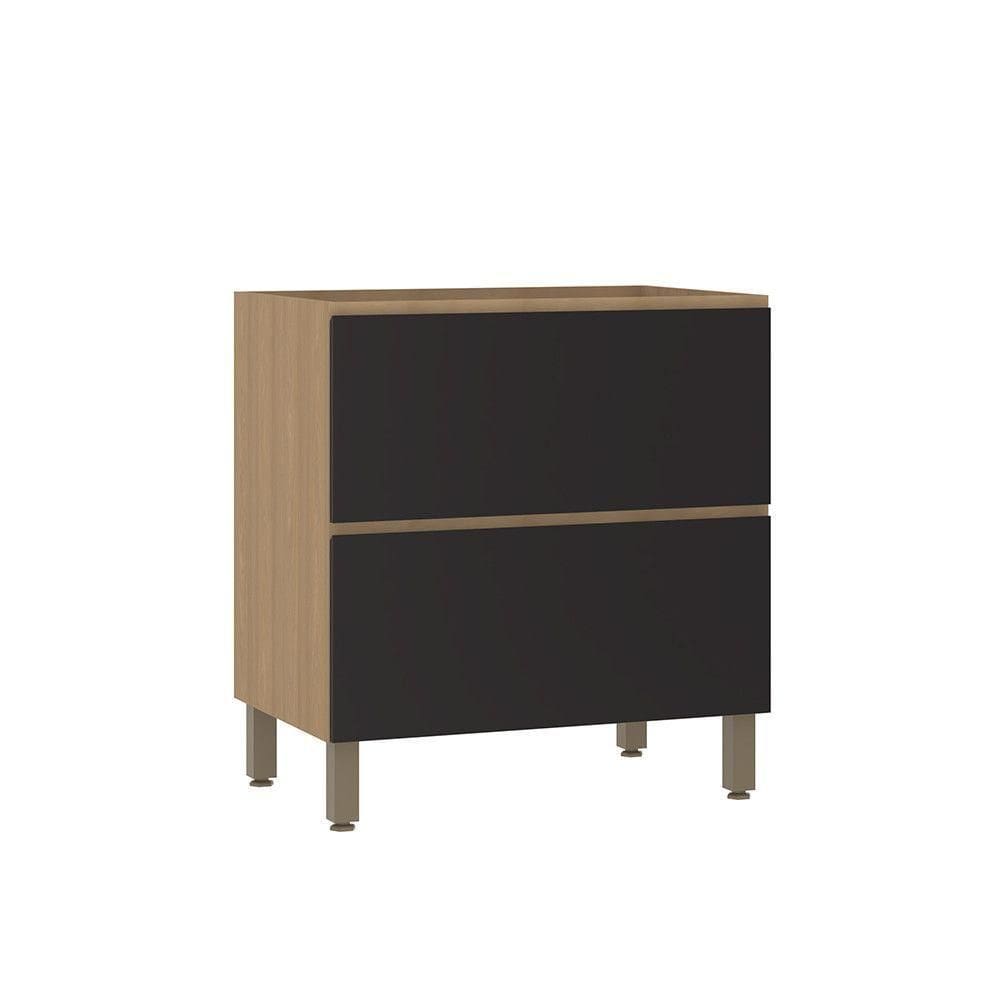 Balcão De Cozinha 80cm 1 Porta E 1 Gaveta Sem Tampo Slim Luc Freijó/preto