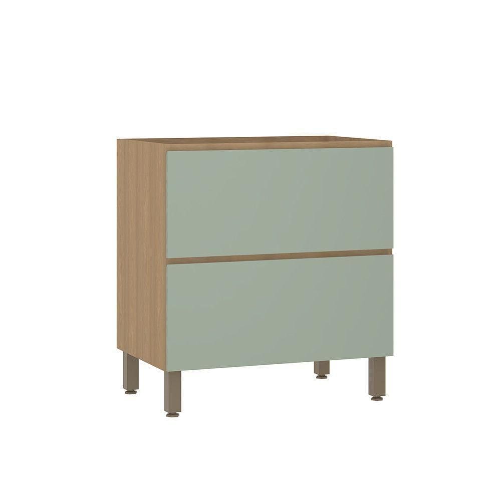 Balcão De Cozinha 80cm 1 Porta E 1 Gaveta Sem Tampo Slim Luc Freijó/verde Jade