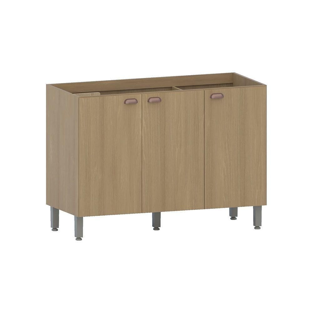 Balcão De Cozinha Para Pia 120cm 3 Portas Sem Tampo Classic Freijó/freijó