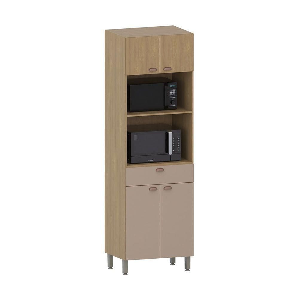 Paneleiro 70cm 3 Portas 1 Gaveta Com Espaço Para Micro-ondas Freijó/freijó /petala Rosa