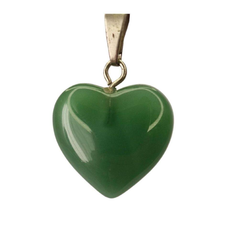 Pingente De Pedra Quartzo Verde Coração Natural