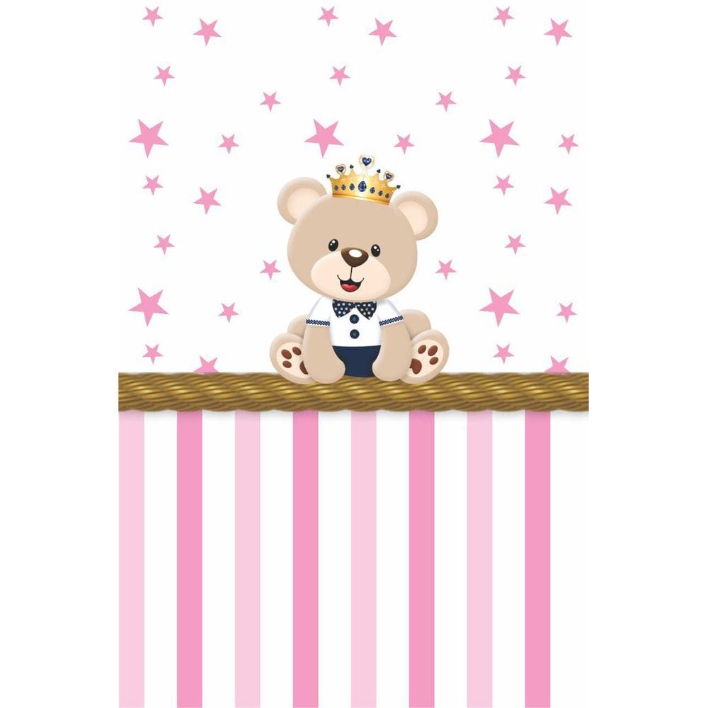 Papel De Parede Adesivo Infantil Ursinho Rosa 300X52Cm