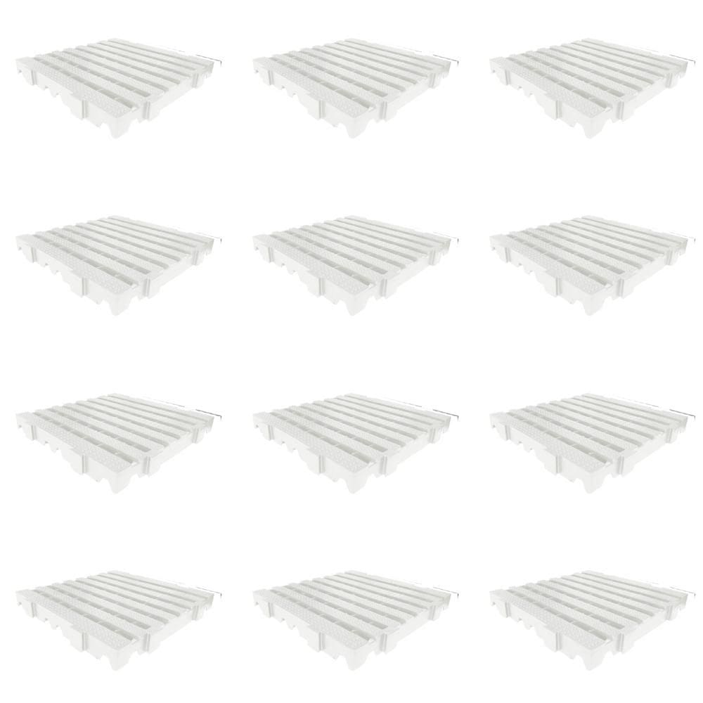 Kit 12un Estrado para Câmara Frigorífica Reforçado Croplastic 40x40x4,5cm Branco