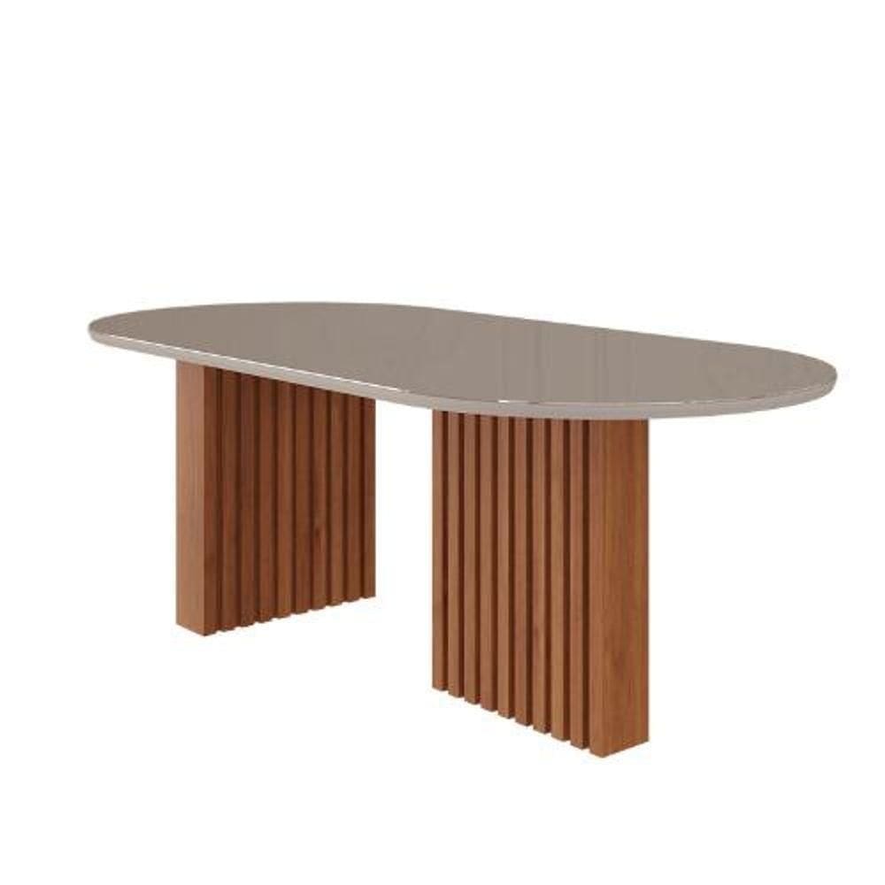 Mesa De Jantar Oval 210cm Ester Cinamomo/off White Cimol Móveis