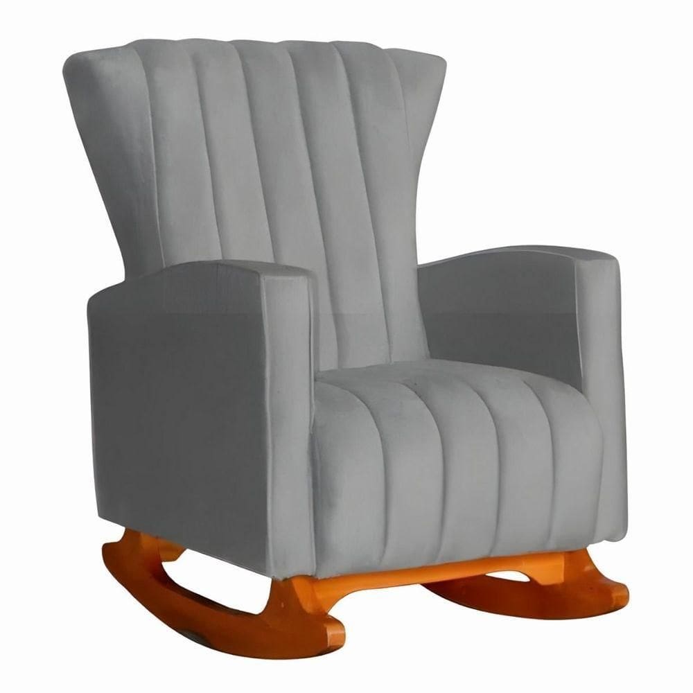 Poltrona De Amamentação De Balanço Estofado Emilly Suede Cinza