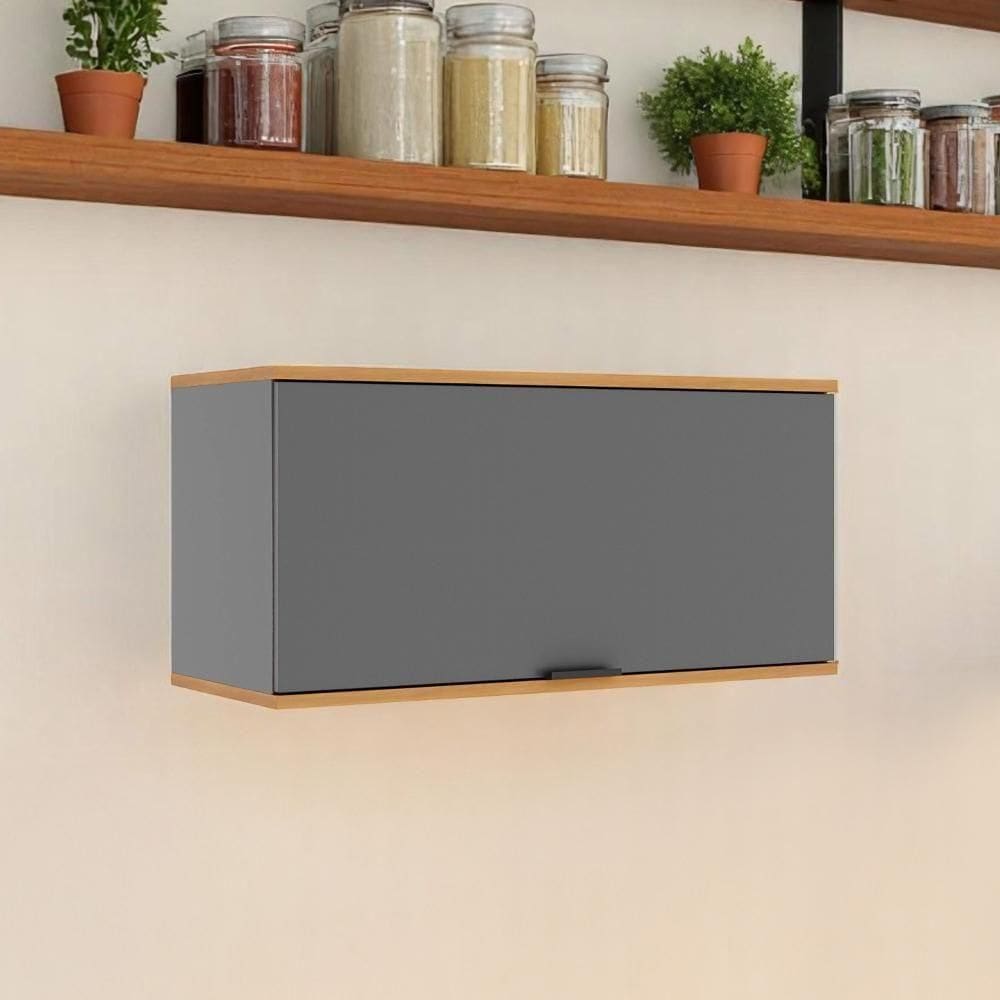 Armário Aéreo Basculante Castanha 800mm - Freijó E Cinza