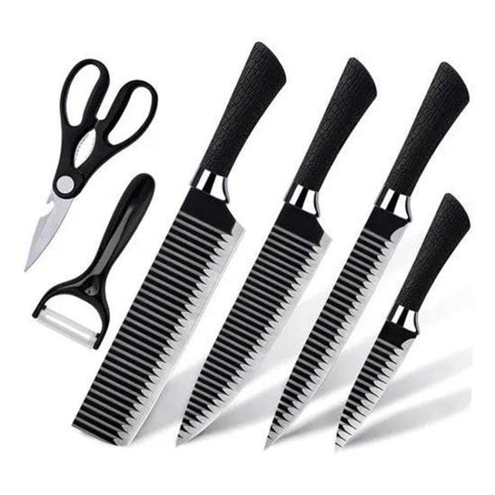 Kit Jogo Facas Churrasco/Cozinha 6 Peças Aço Inox: Facas
