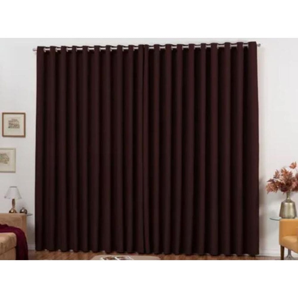 Cortina Blackout Lisboa Luxo Ilhós Cromado Tabaco 5,00x2,80M