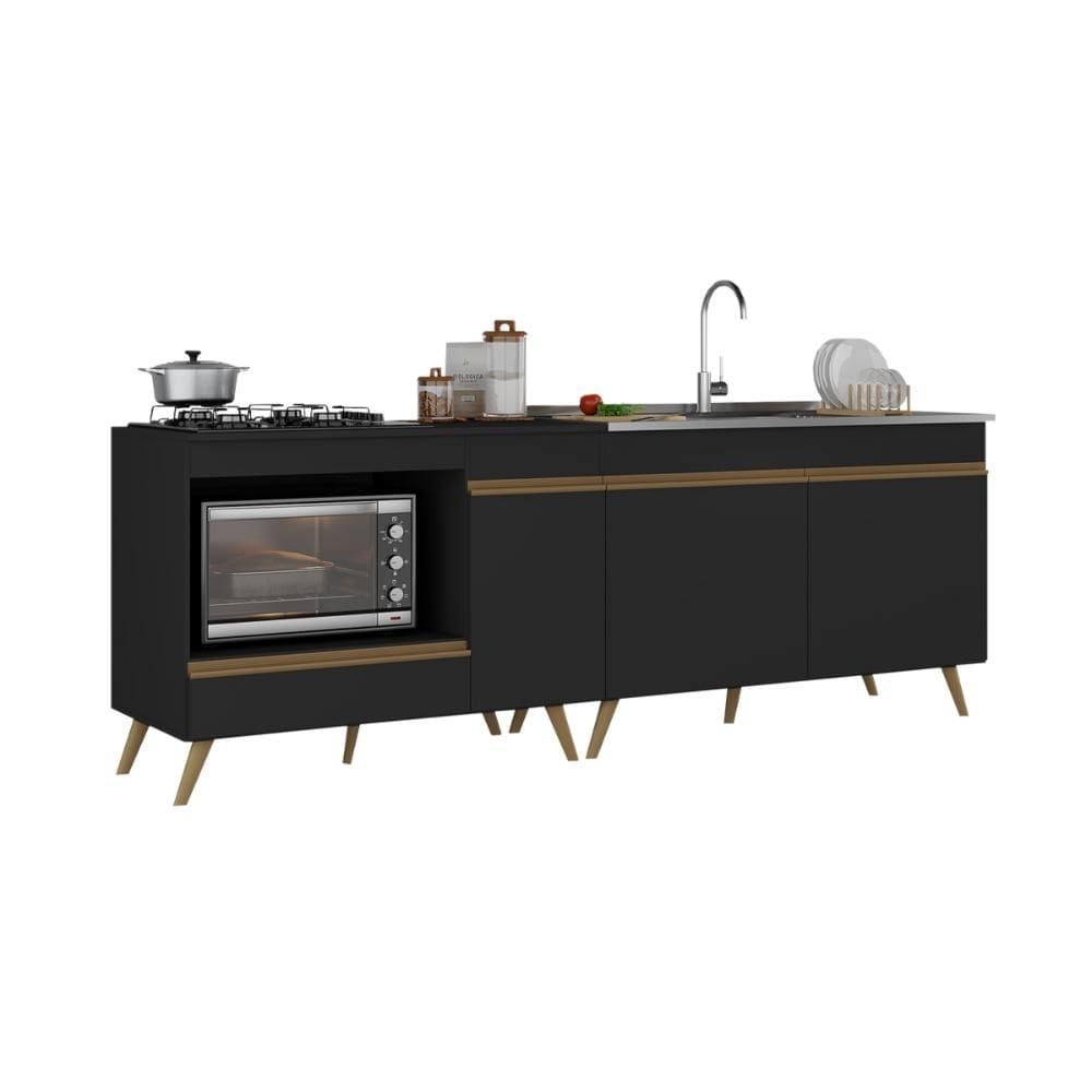 Kit Balcão Cozinha para Cooktop/Forno 105cm e Gabinete Pia 120cm Veneza Multimóveis MP2290