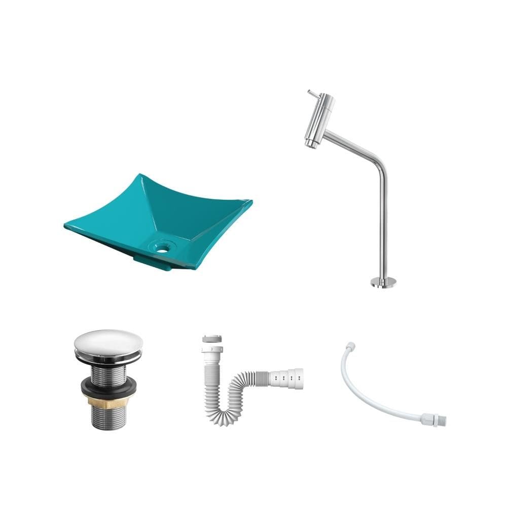Kit Cuba L30 C/Torneira Link 1062 Metal + Válvula Click 1 1/2`` (4,0cm) + Sifão Pvc + Flexível