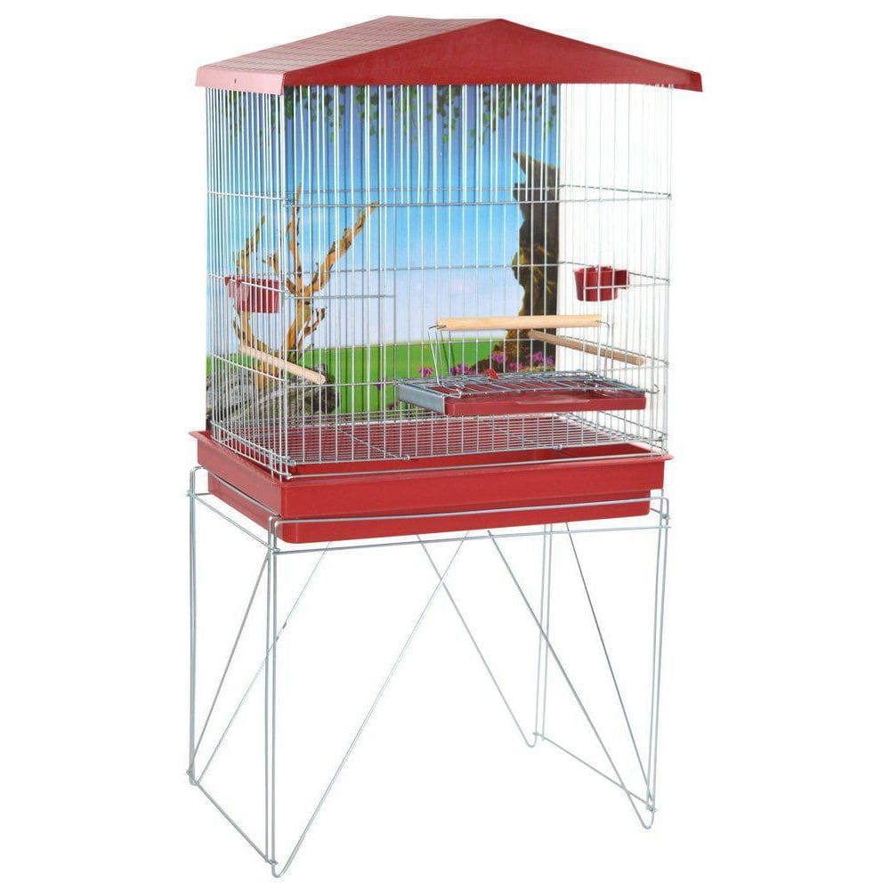 Viveiro Para Pássaros Dobrável Médio Duplex Vermelho