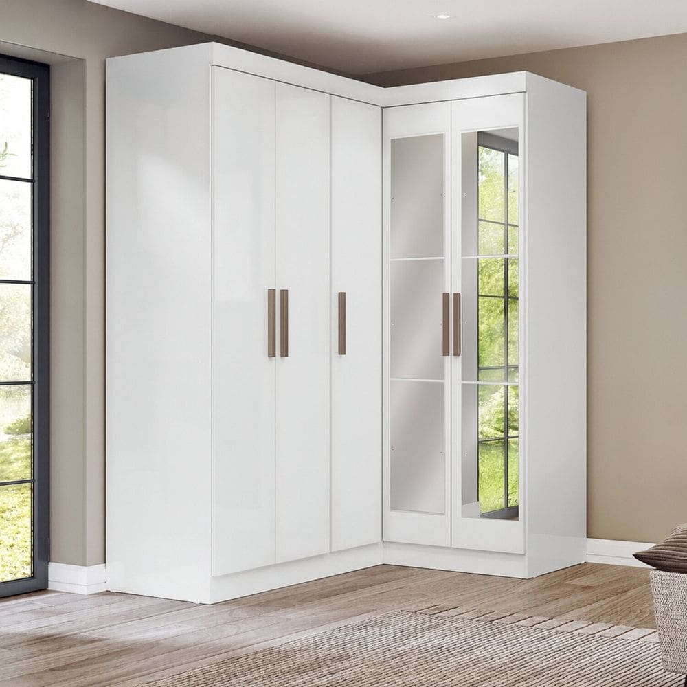 Guarda-roupa Modulação 2 Portas com Espelho Paris Branco