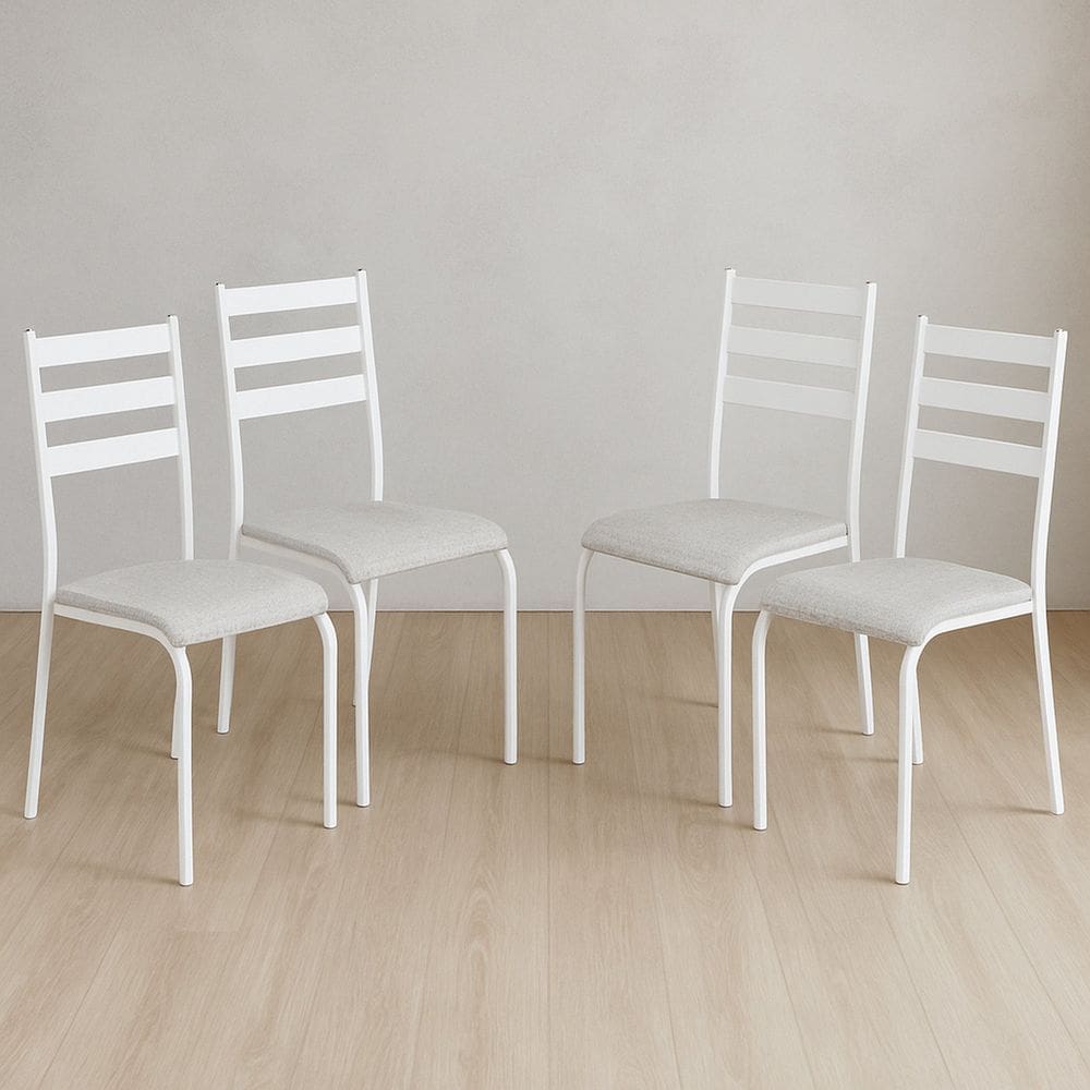 Kit 4 Cadeiras para Cozinha e Sala de Jantar 541.sli Branco/Cinza