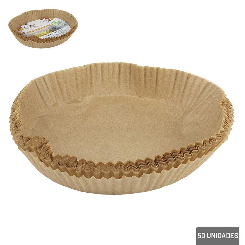 Forma Fritadeira de Papel 20cm Redonda 50 Pçs - Tudo em Caixa