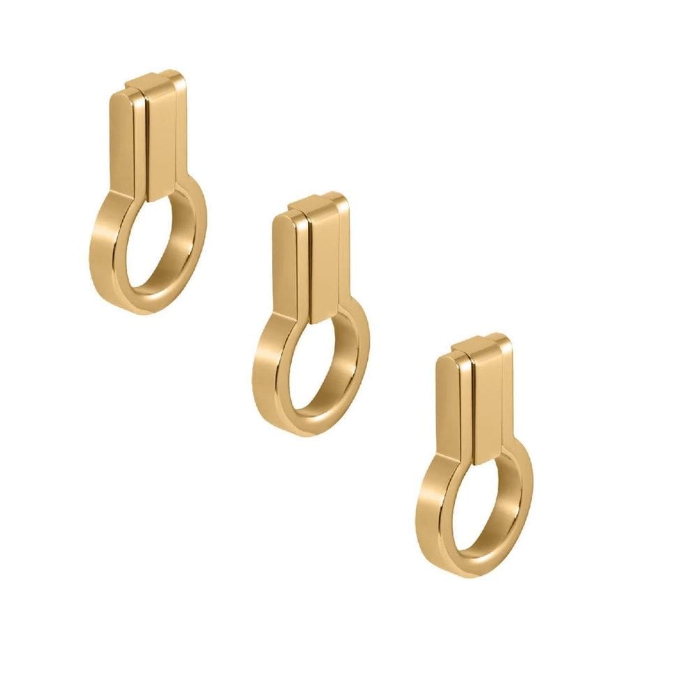 Kit 3 Puxador Antique Ponto Zen Gold Dourado Brilhante