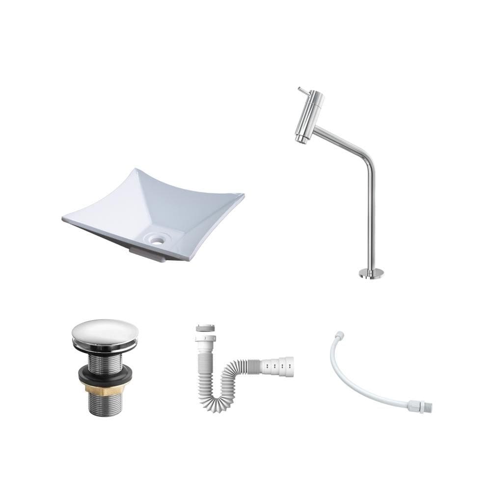 Kit Cuba L30 C/Torneira Link 1062 Metal + Válvula Click 1 1/2`` (4,0cm) + Sifão Pvc + Flexível