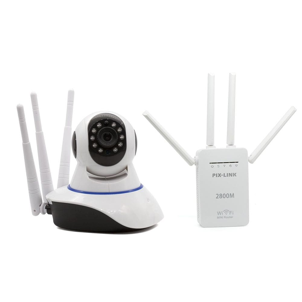 Kit 2 Cameras 3 Antenas Wifi & 2 Repetidores Roteadores