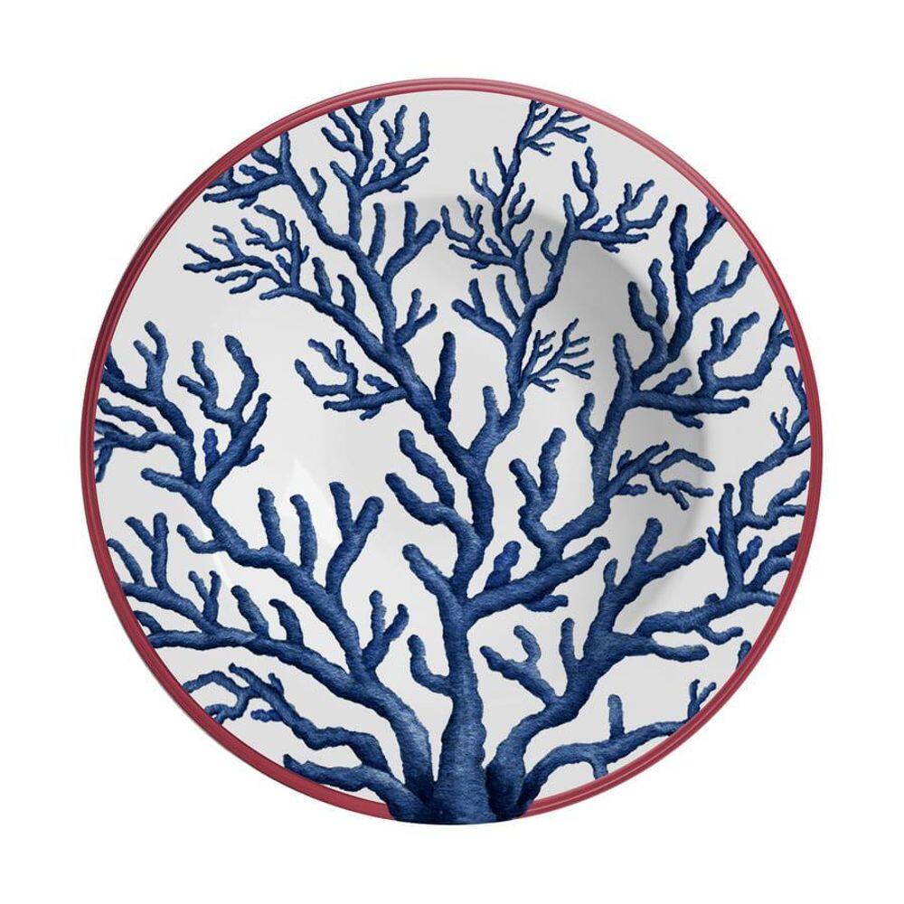 Conjunto 6 Pratos Fundo Coral Gables 25cm Cerâmica Branca