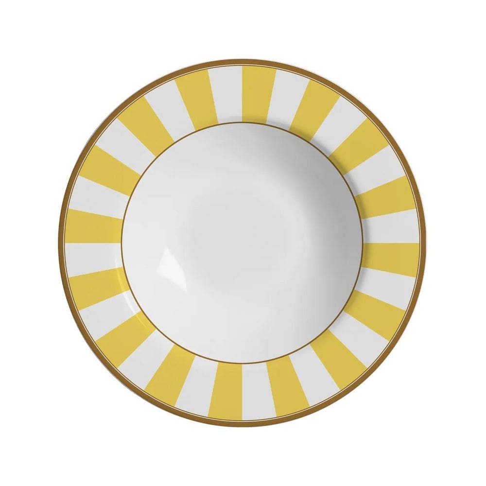 Pratos Fundo Stripe Amarelo Alleanza 25cm - Conjunto 6