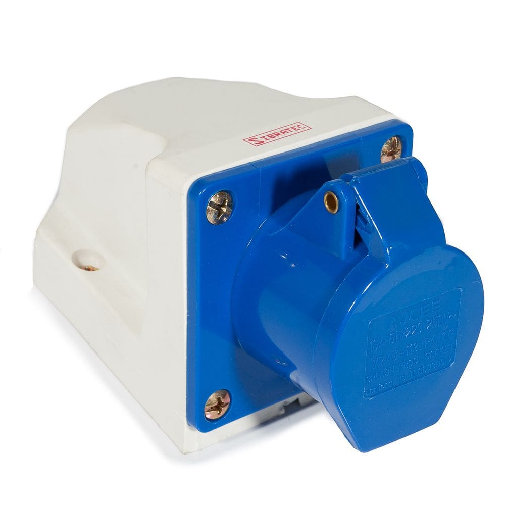 Tomada Industrial Sobrepor 113 2P+T 6H 220Vac 16A Azul