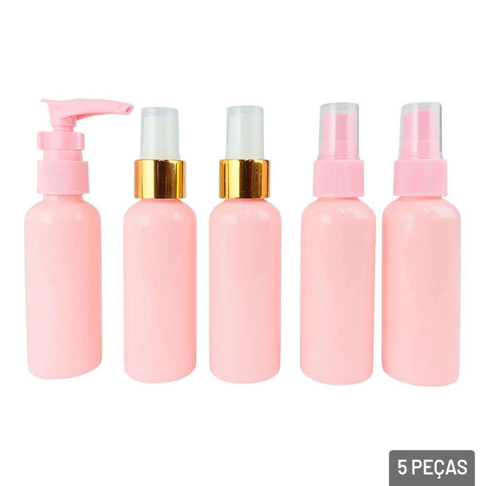 KIT Frasco Para Viagem de Plástico 5 Peças Color - Tudo em Caixa