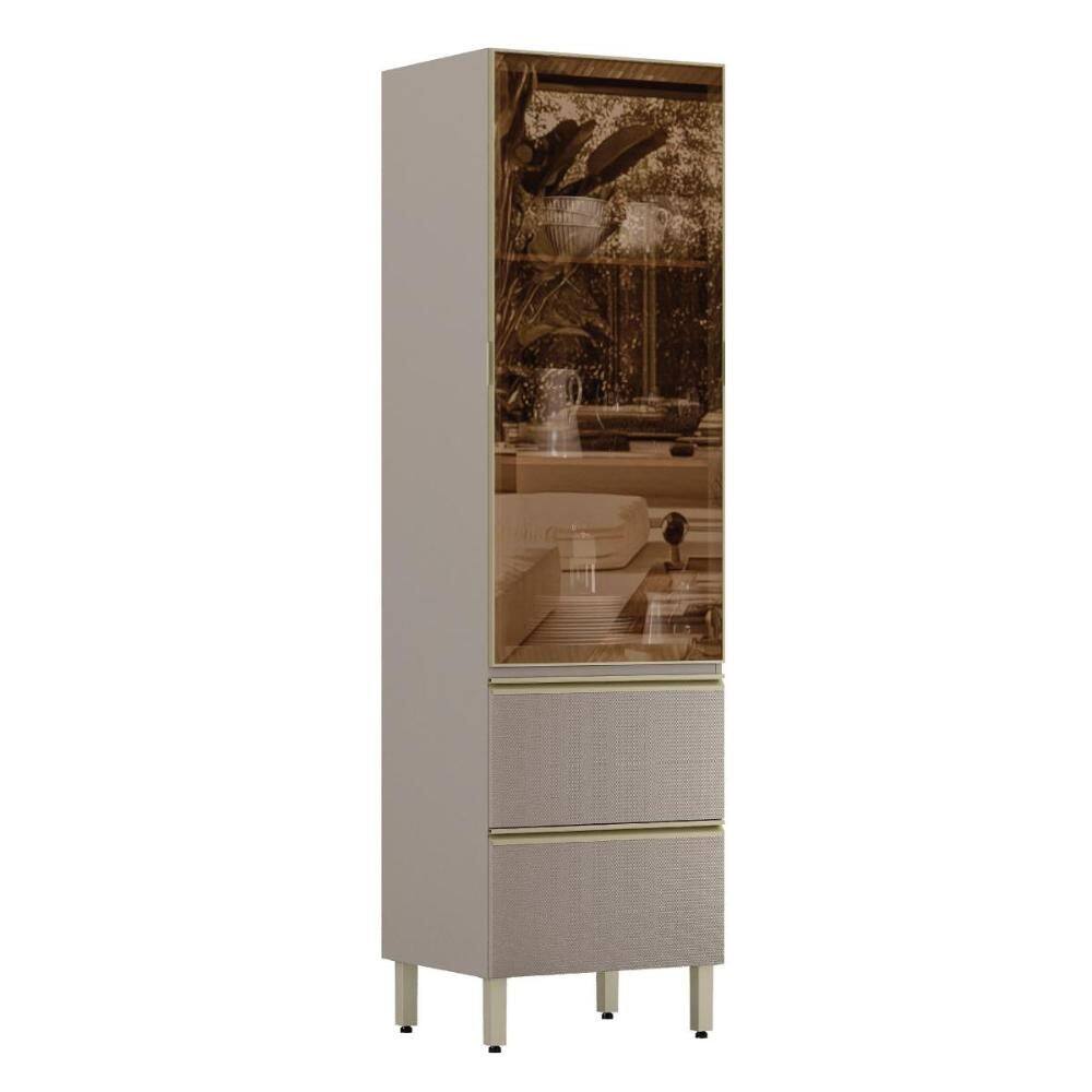 Cristaleira Proença 70cm 1 Porta Vidro Reflecta e 2 Gavetas - Demartêz