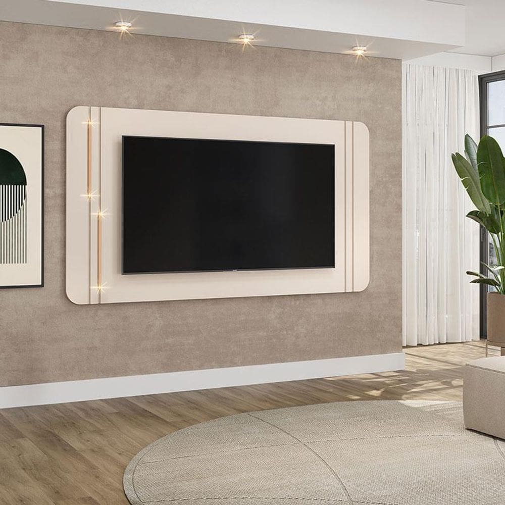 Painel para TV Suspenso Ambiente Ariana Off White - DJ Móveis
